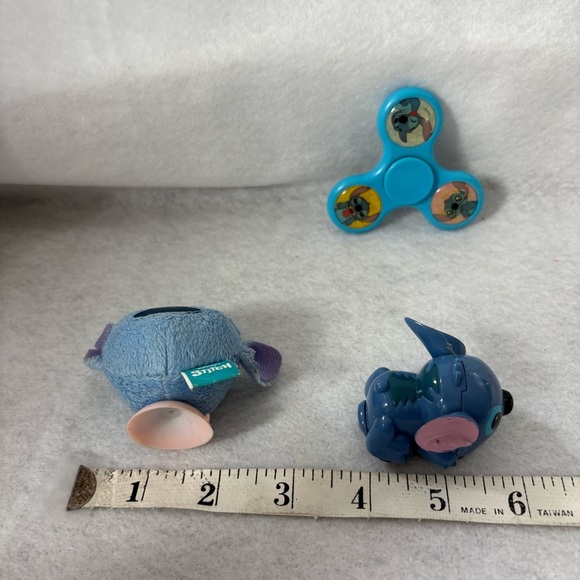 SET OF 3 STITCH Fidget Spinner Mini Plush Head Pull Back Car Japan - Picture 3 of 13